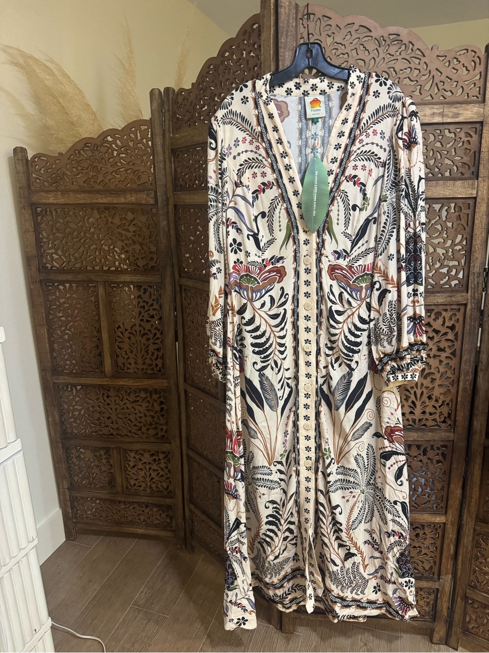 FARM RIO classic nature maxi dress in sand NEW NWT - Picture 4 of 4